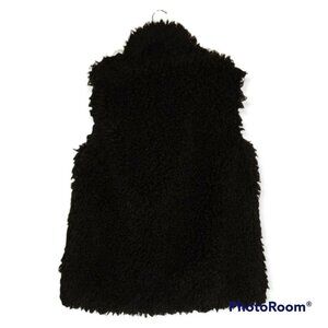 Katie Todd Black Faux Fur Shaggy Vest Size Medium
